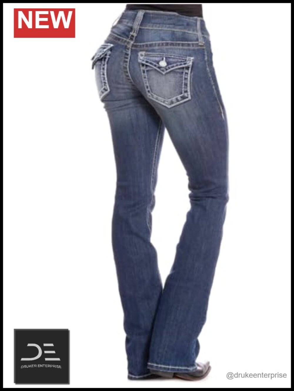 Bootcut Jeans Curvy Women Stretch Denim Western Cowgirl Low Rise Flared